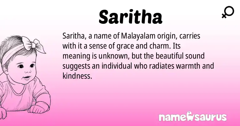 Infographic about Saritha name meaning, Saritha is a name from Malayalam origin(s).
