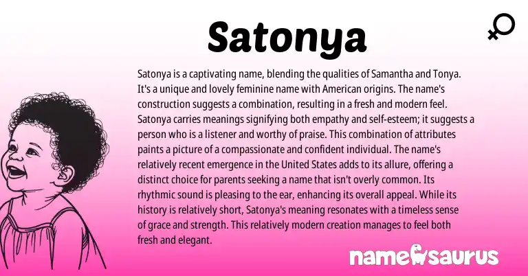 Infographic about Satonya name meaning, Satonya is a name from Other origin(s).