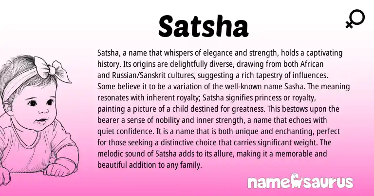 Infographic about Satsha name meaning, Satsha is a name from African origin(s).