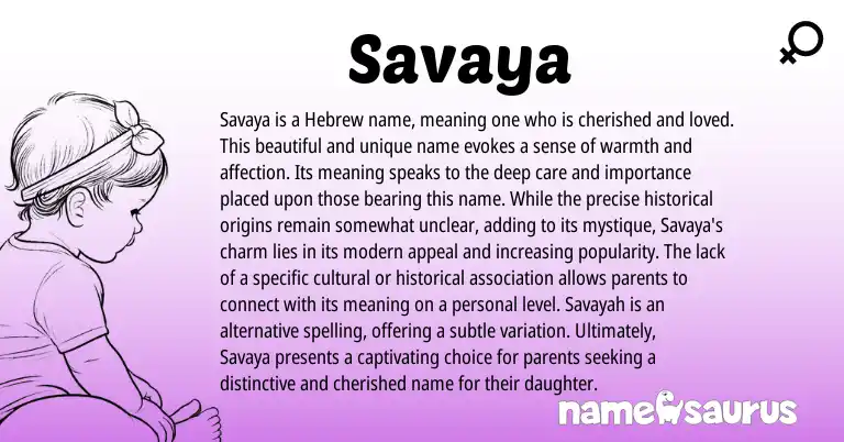 Infographic about Savaya name meaning, Savaya is a name from Persian, Hebrew origin(s).