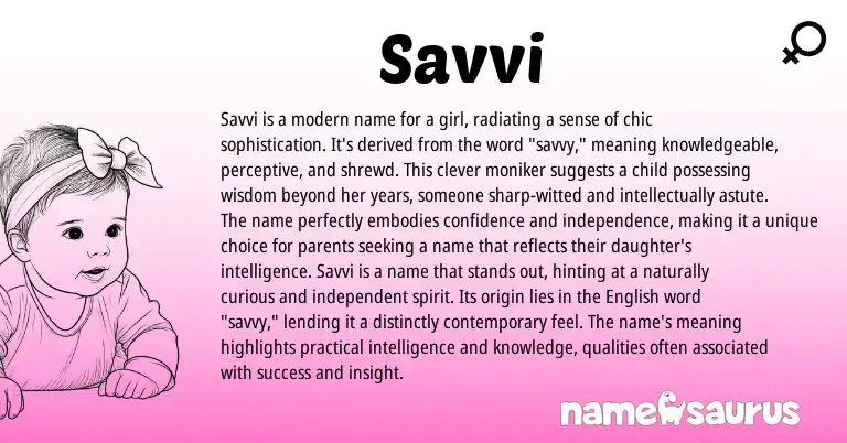 Infographic about Savvi name meaning, Savvi is a name from Other origin(s).