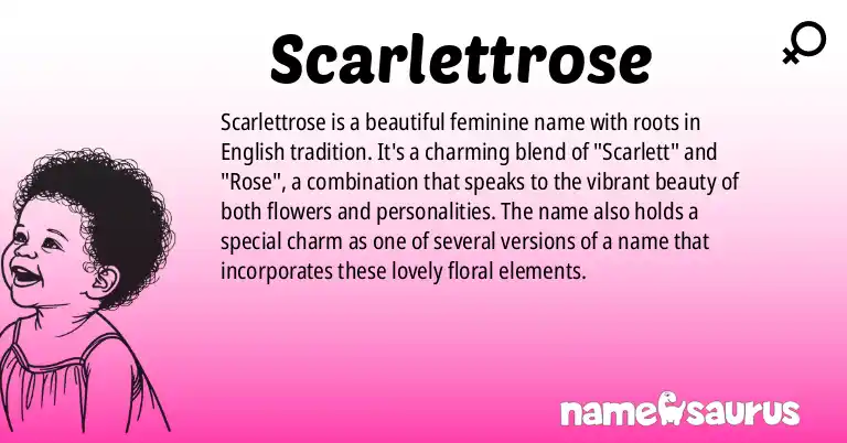 Infographic about Scarlettrose name meaning, Scarlettrose is a name from English origin(s).