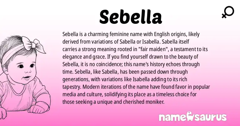 Infographic about Sebella name meaning, Sebella is a name from English origin(s).