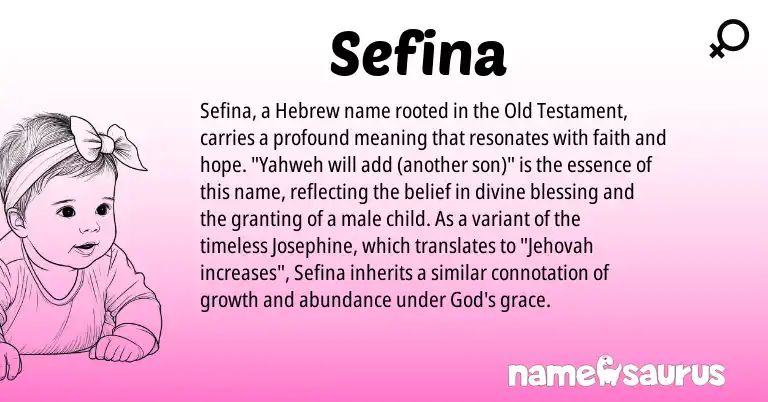 Infographic about Sefina name meaning, Sefina is a name from Hebrew origin(s).