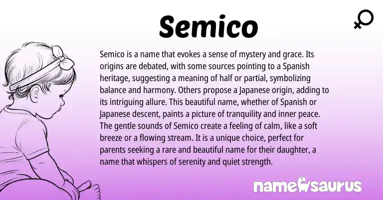 Infographic about Semico name meaning, Semico is a name from Spanish origin(s).
