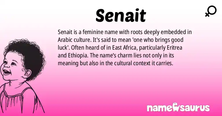Infographic about Senait name meaning, Senait is a name from Arabic origin(s).