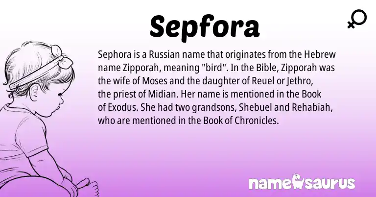 Infographic about Sepfora name meaning, Sepfora is a name from Russian, Hebrew origin(s).