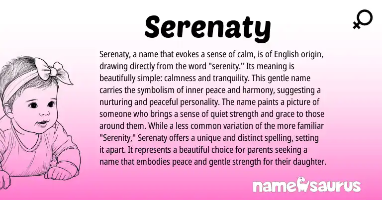 Infographic about Serenaty name meaning, Serenaty is a name from Persian origin(s).