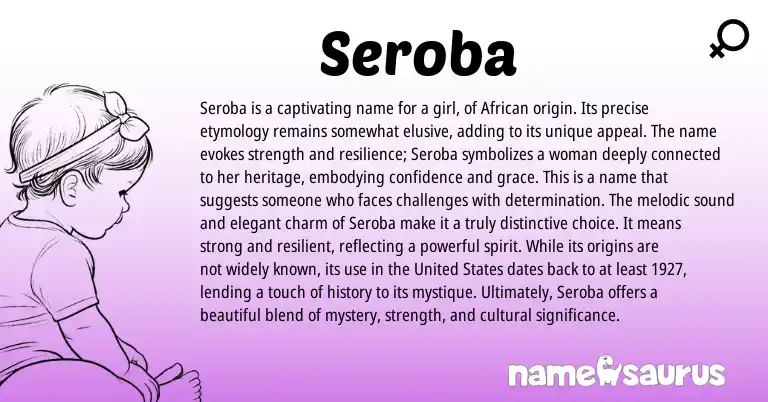 Infographic about Seroba name meaning, Seroba is a name from African origin(s).