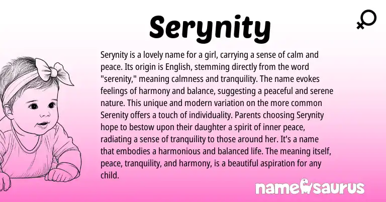 Infographic about Serynity name meaning, Serynity is a name from Other origin(s).