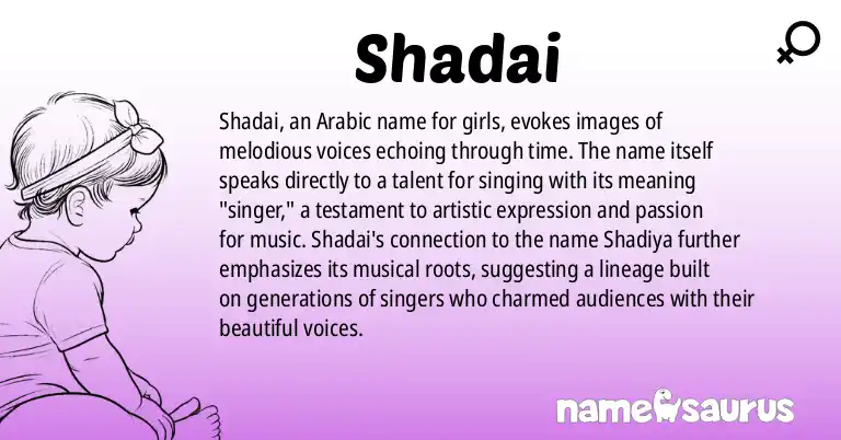 Infographic about Shadai name meaning, Shadai is a name from Arabic origin(s).