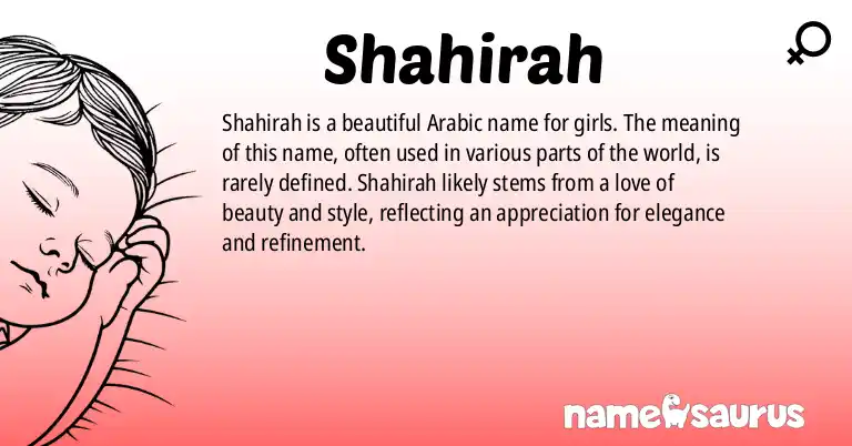 Infographic about Shahirah name meaning, Shahirah is a name from Arabic origin(s).