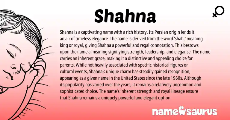 Infographic about Shahna name meaning, Shahna is a name from Persian origin(s).