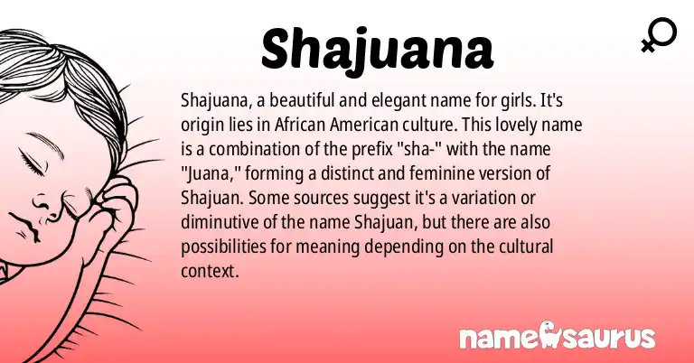 Infographic about Shajuana name meaning, Shajuana is a name from African American origin(s).