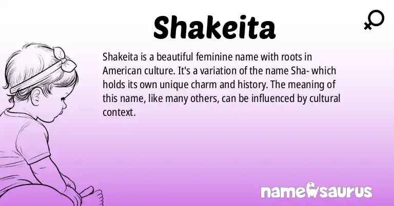 Infographic about Shakeita name meaning, Shakeita is a name from American origin(s).