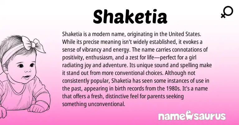 Infographic about Shaketia name meaning, Shaketia is a name from Other origin(s).
