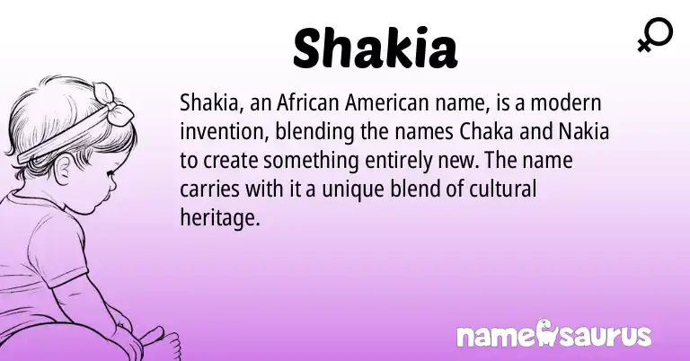 Infographic about Shakia name meaning, Shakia is a name from African American origin(s).