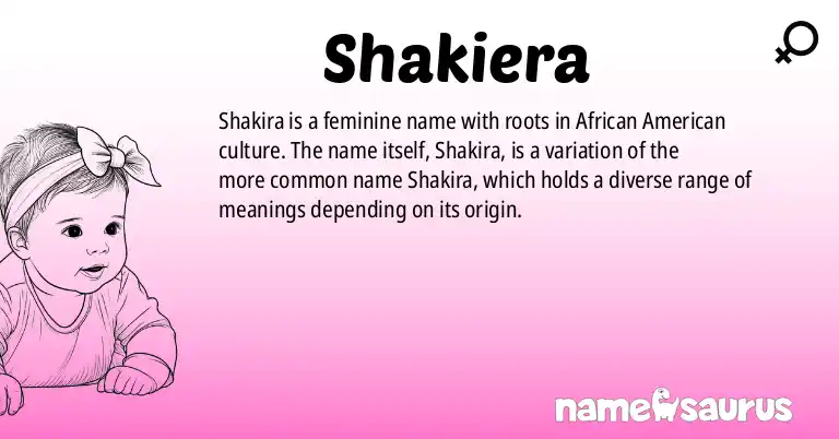 Infographic about Shakiera name meaning, Shakiera is a name from African American origin(s).