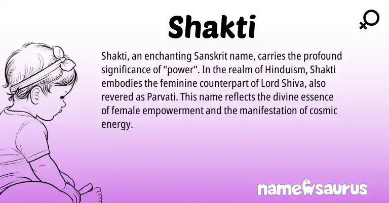 Infographic about Shakti name meaning, Shakti is a name from Hinduism, Sanskrit origin(s).