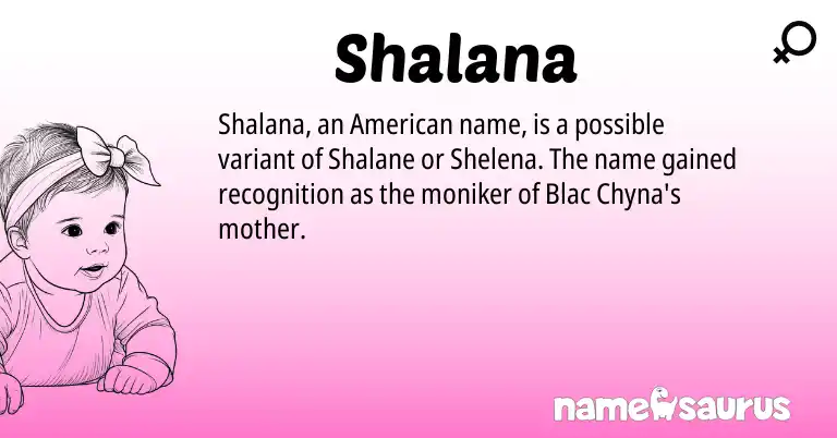 Infographic about Shalana name meaning, Shalana is a name from American origin(s).