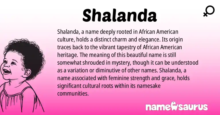 Infographic about Shalanda name meaning, Shalanda is a name from African American origin(s).