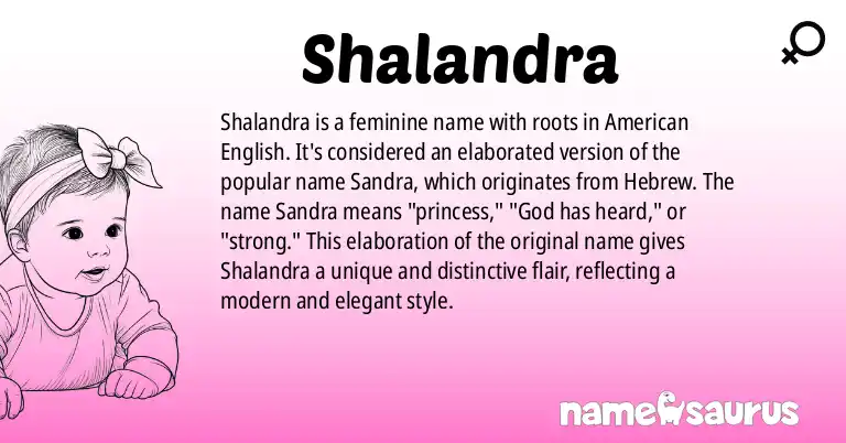 Infographic about Shalandra name meaning, Shalandra is a name from English (American) origin(s).