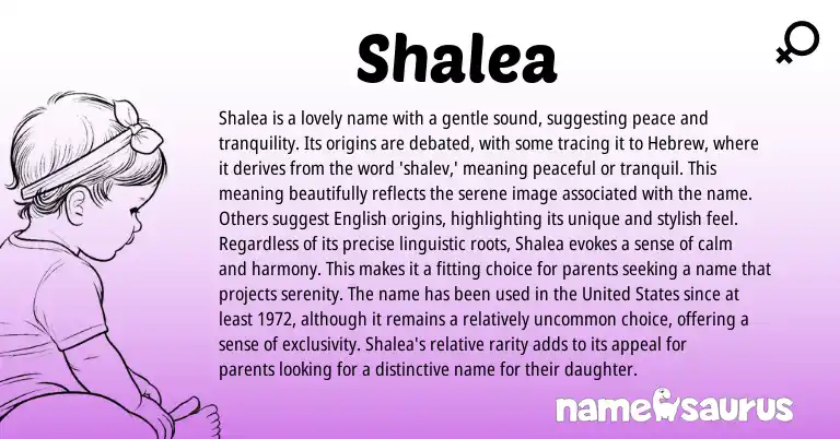 Infographic about Shalea name meaning, Shalea is a name from Hebrew, English origin(s).