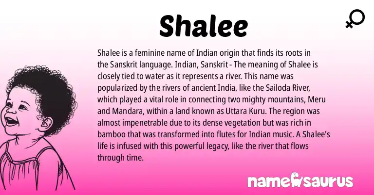 Infographic about Shalee name meaning, Shalee is a name from Indian, Sanskrit origin(s).