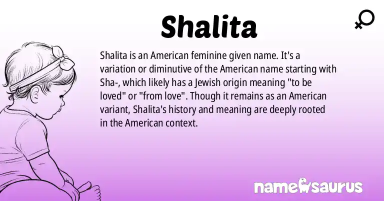 Infographic about Shalita name meaning, Shalita is a name from American origin(s).