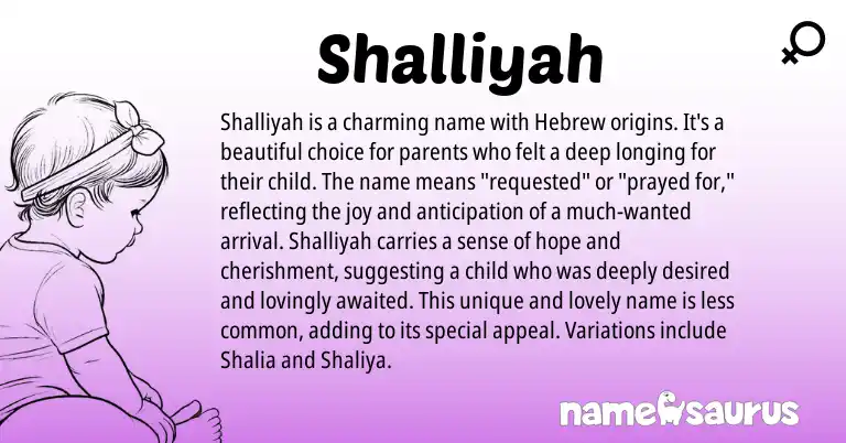 Infographic about Shalliyah name meaning, Shalliyah is a name from Hebrew, Arabic origin(s).