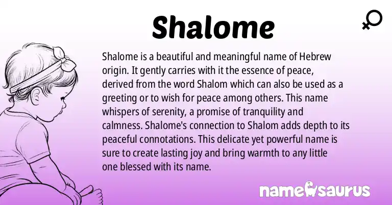 Infographic about Shalome name meaning, Shalome is a name from Hebrew origin(s).