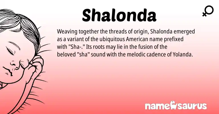 Infographic about Shalonda name meaning, Shalonda is a name from American origin(s).