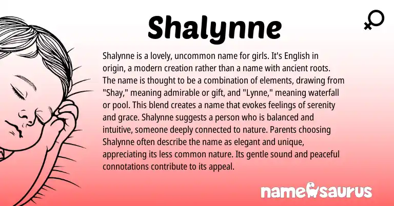 Infographic about Shalynne name meaning, Shalynne is a name from American origin(s).