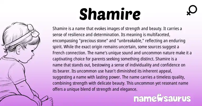 Infographic about Shamire name meaning, Shamire is a name from French origin(s).