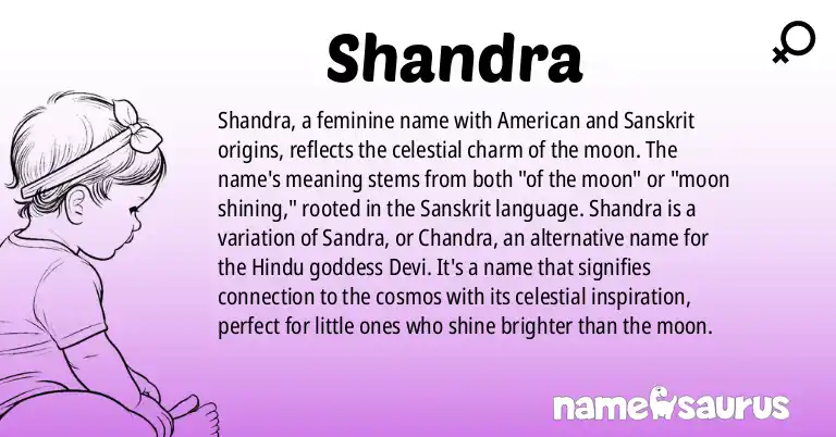 Infographic about Shandra name meaning, Shandra is a name from American, Sanskrit origin(s).