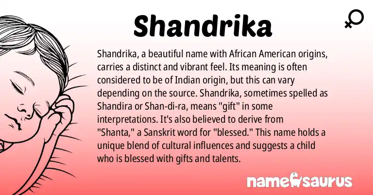 Infographic about Shandrika name meaning, Shandrika is a name from African American origin(s).