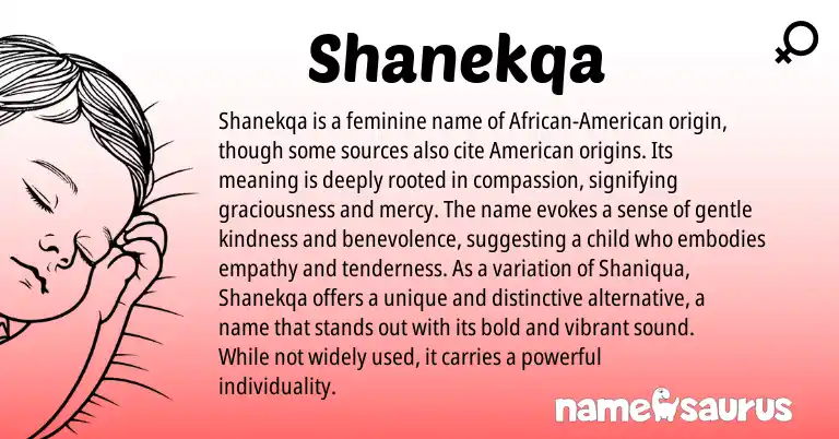 Infographic about Shanekqa name meaning, Shanekqa is a name from Other origin(s).