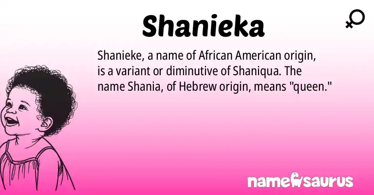 Infographic about Shanieka name meaning, Shanieka is a name from African American origin(s).