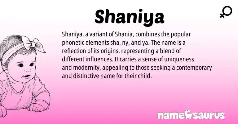 Infographic about Shaniya name meaning, Shaniya is a name from N/A origin(s).