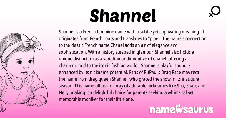 Infographic about Shannel name meaning, Shannel is a name from French origin(s).
