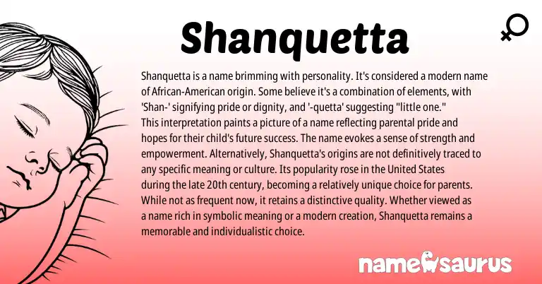 Infographic about Shanquetta name meaning, Shanquetta is a name from Other origin(s).