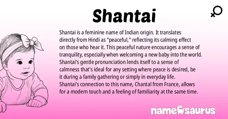 Infographic about Shantai name meaning, Shantai is a name from Indian origin(s).