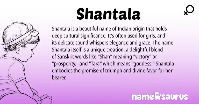 Infographic about Shantala name meaning, Shantala is a name from Indian origin(s).