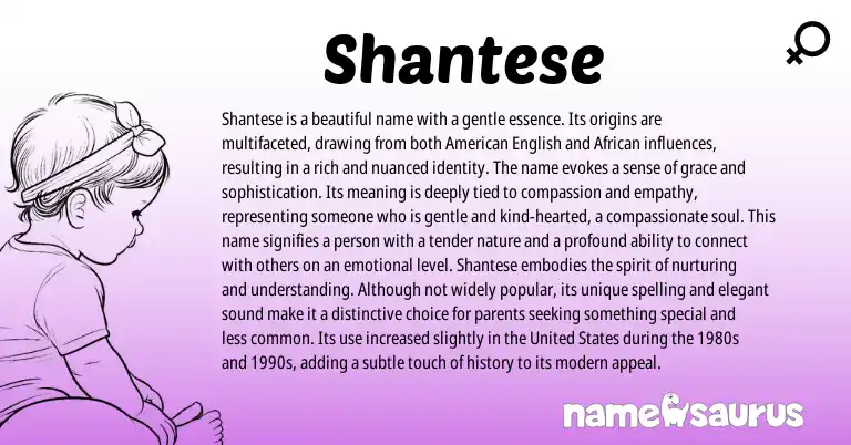 Infographic about Shantese name meaning, Shantese is a name from African, American origin(s).
