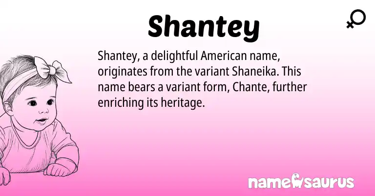 Infographic about Shantey name meaning, Shantey is a name from American origin(s).