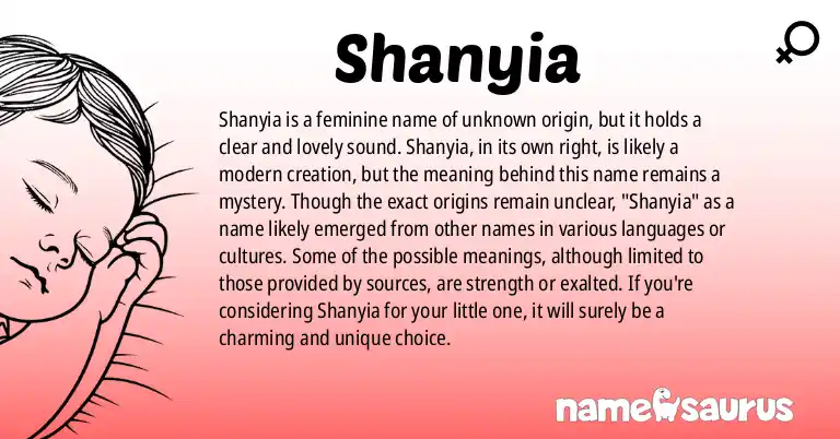 Infographic about Shanyia name meaning, Shanyia is a name from N/A origin(s).