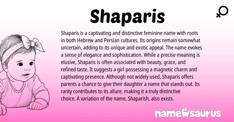 Infographic about Shaparis name meaning, Shaparis is a name from Persian, Hebrew, American origin(s).