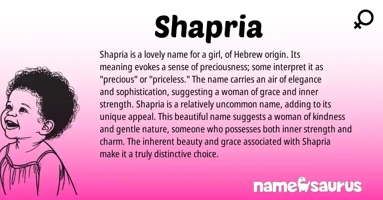 Infographic about Shapria name meaning, Shapria is a name from Hebrew, American origin(s).