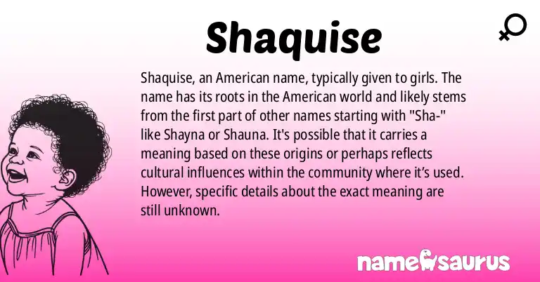 Infographic about Shaquise name meaning, Shaquise is a name from American origin(s).