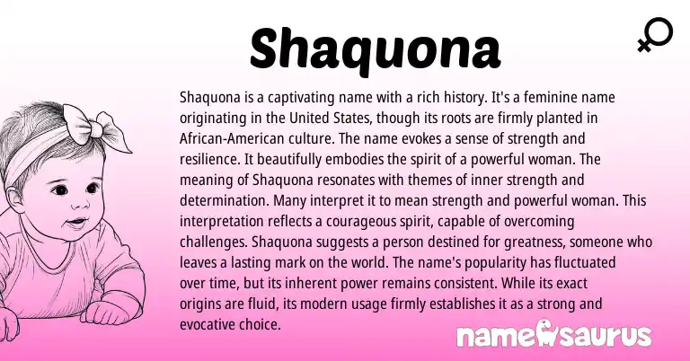Infographic about Shaquona name meaning, Shaquona is a name from Other origin(s).